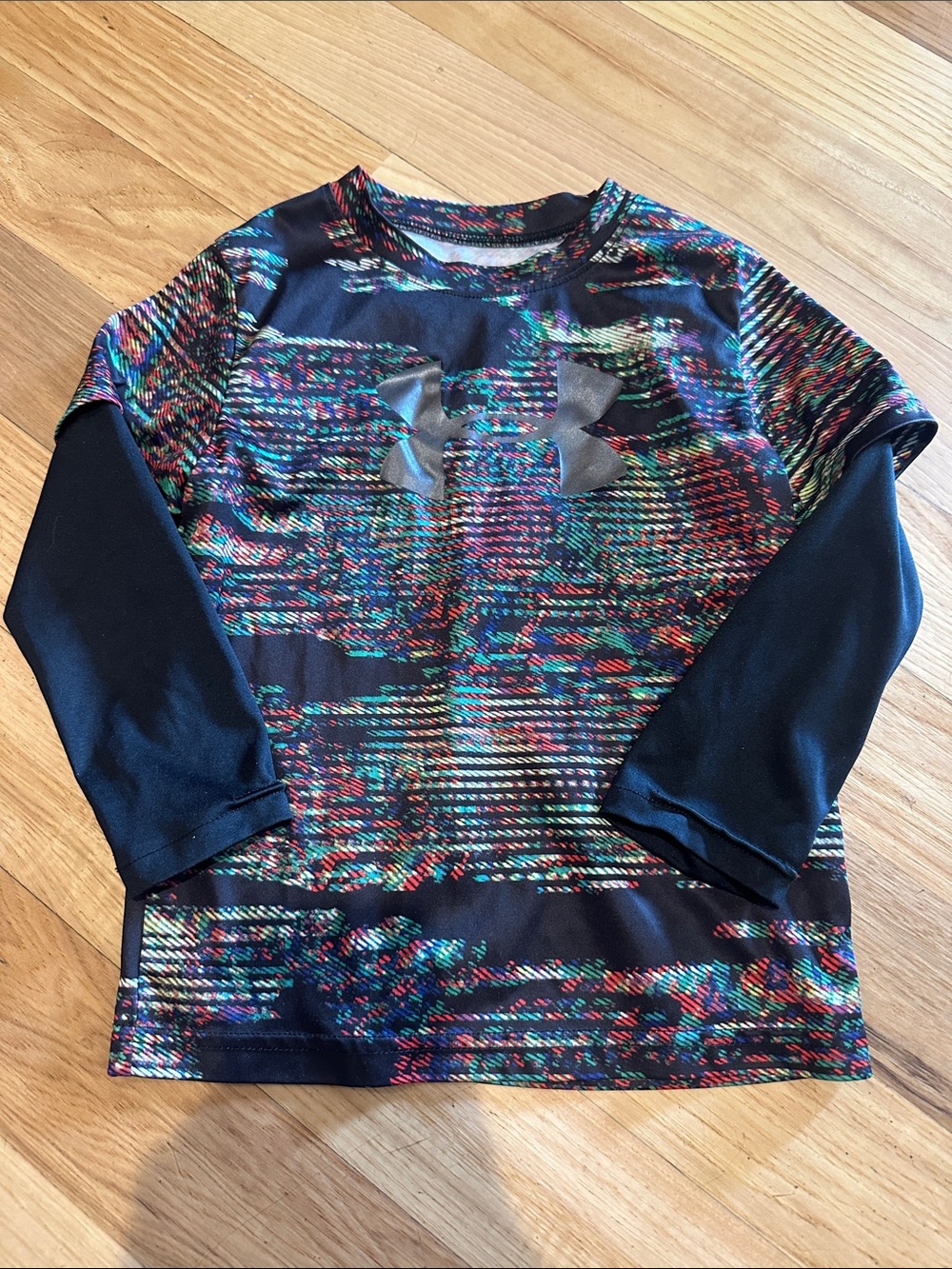 Kids Under Armour Black Multicolor Long Sleeve Performance Tee